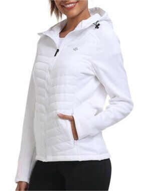 Women's Insulated Hooded Down Hiking Jacket Lightweight Warm Winter Running Coat